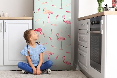 magnet decorativ pentru frigider Flamingos și pene