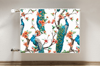 Capac decorativ pentru calorifer Peacocks și flori