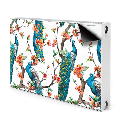 Capac decorativ pentru calorifer Peacocks și flori