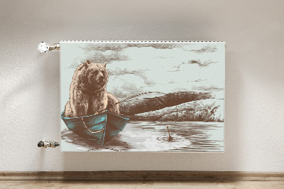 Magnet decorativ pentru calorifer Ursuleț de pluș în barcă