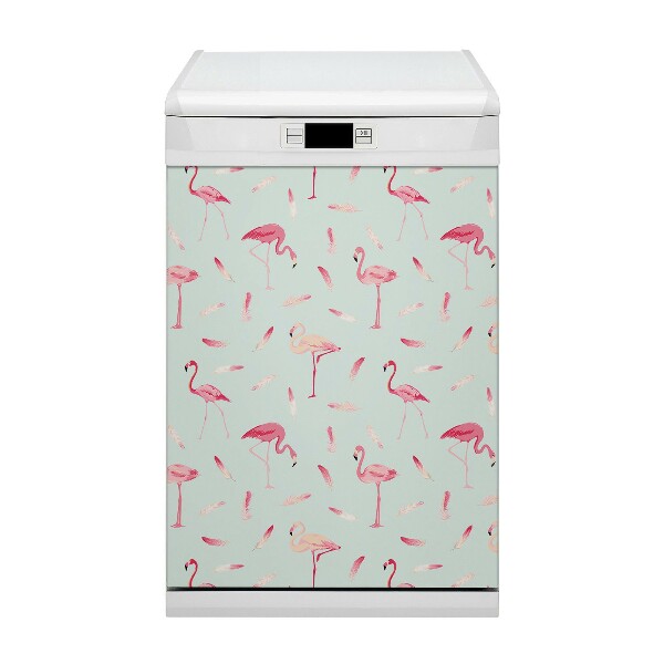 Magnet decorativ pentru mașina de spălat vase Flamingos și pene