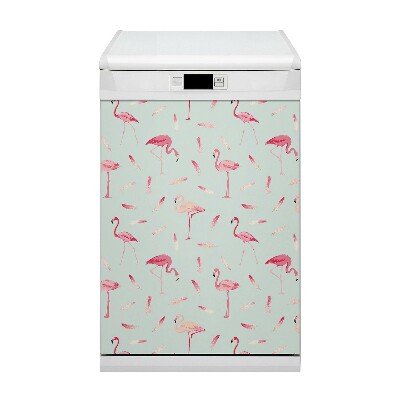 Magnet decorativ pentru mașina de spălat vase Flamingos și pene