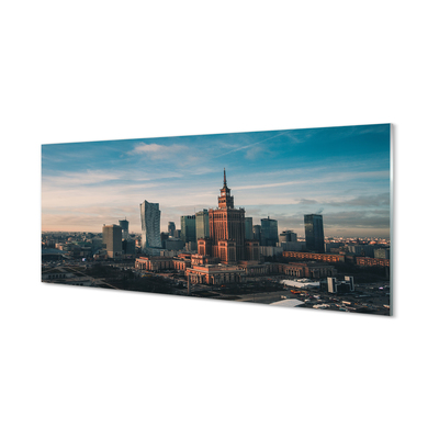Tablouri acrilice Varșovia panorama de zgârie-nori răsărit de soare