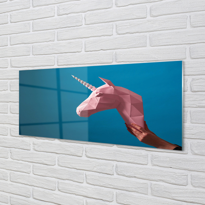 Tablouri acrilice origami unicorn roz