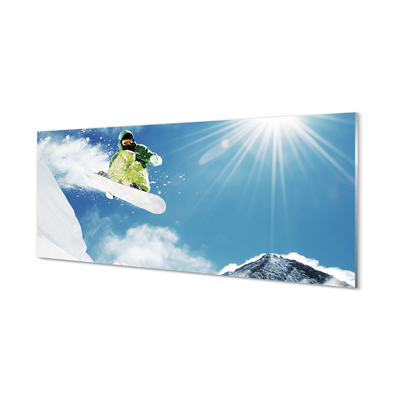 Tablouri acrilice Omul de bord de munte zăpadă