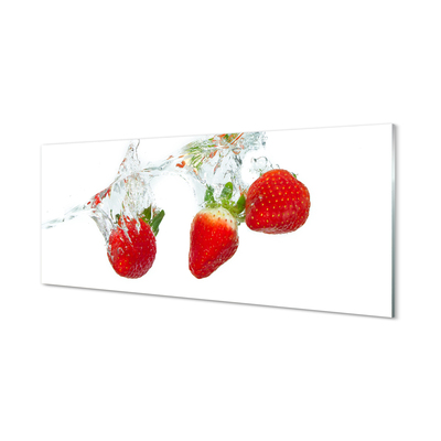 Tablouri acrilice fundal alb de apă căpșuni
