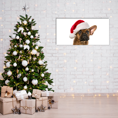 Tablou pe sticla acrilica Bulldog Christmas Dog