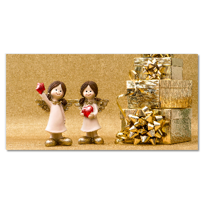 Tablou pe sticla acrilica Cadouri de Crăciun, îngeri, ornamente