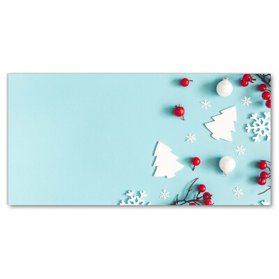 Tablou pe sticla acrilica Ornamente de Crăciun cu fulgi de zăpadă