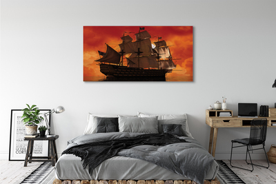 Tablouri canvas Cerul navă de mare portocaliu