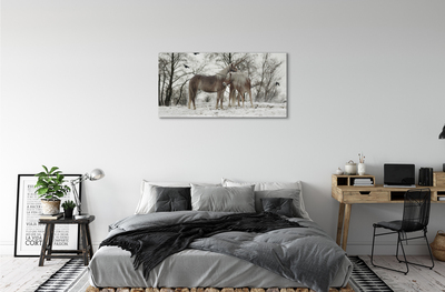 Tablouri canvas Iarna unicorni pădure