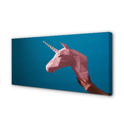 Tablouri canvas origami unicorn roz