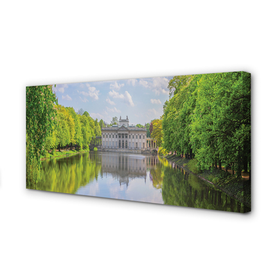 Tablouri canvas Palatul Varșovia a lacului de pădure