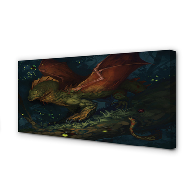 Tablouri canvas dragon verde în pădure