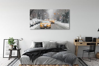 Tablouri canvas Iarna masina oraș zăpadă