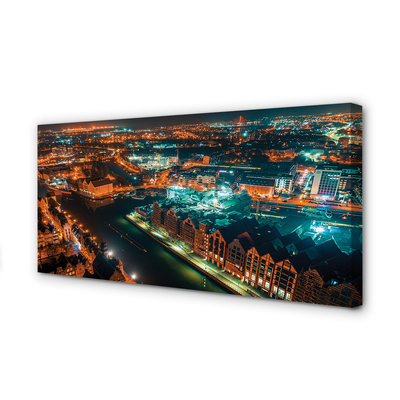 Tablouri canvas Gdańsk River noapte panoramă