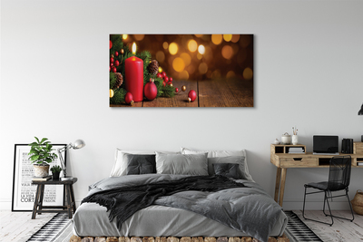 Tablouri canvas Lumânare crengi placi baubles