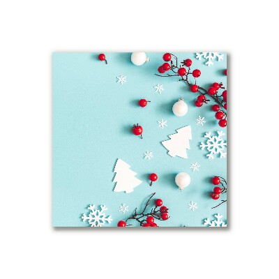 Tablou pe panza canvas Ornamente de Crăciun cu fulgi de zăpadă