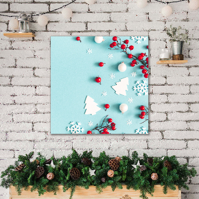 Tablou pe panza canvas Ornamente de Crăciun cu fulgi de zăpadă