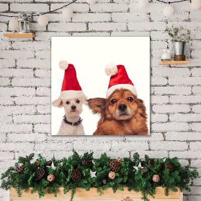 Tablou pe panza canvas Câini de Moș Crăciun Crăciun
