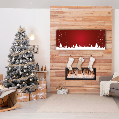 Tablou pe panza canvas Pomul de Crăciun. Sărbători fulgi de zăpadă