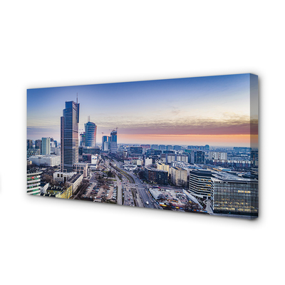 Tablouri canvas Panorama de la Varșovia zgârie-nori răsărit de soare