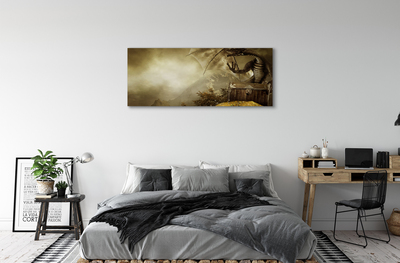 Tablouri canvas Dragon nori munte de aur