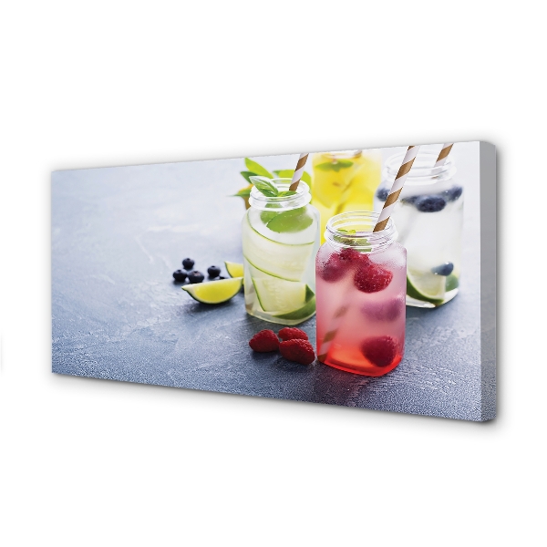 Tablouri canvas Cocktail de lamaie zmeura lime