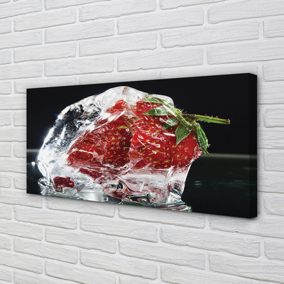 Tablouri canvas Strawberry în cub de gheață