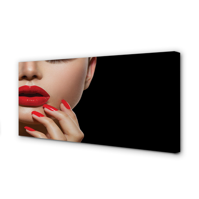 Tablouri canvas Femeia roșu buzele și unghiile