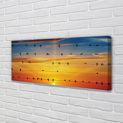 Tablouri canvas Păsări pe apus de soare frânghii