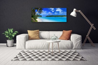 Tablou pe panza canvas Plaja Palms South Sea Peisaj Albastru Verde