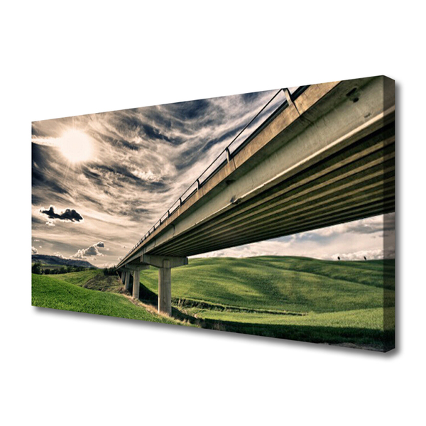 Tablou pe panza canvas Autostradă Podul Valley Arhitectura Verde Sepia Albastru