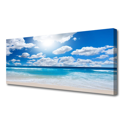 Tablou pe panza canvas Marea Nordului Plaja Nori Peisaj Albastru Alb