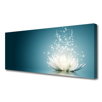 Tablou pe panza canvas Floare de lotus floare Floral Albastru Negru Alb