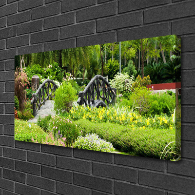 Tablou pe panza canvas Gradina Botanica Podul Natura Verde Gri Roșu
