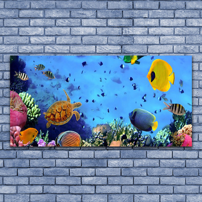 Tablou pe panza canvas Coral Reef subacvatice de pește Natura Albastru Galben Multi