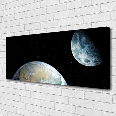 Tablou pe panza canvas Luna Pământ spațiu Universul Negru Albastru Gri