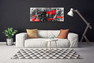 Tablou pe panza canvas Maci Floral Roșu Gri