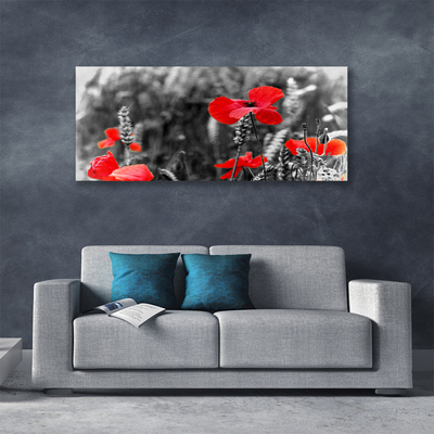 Tablou pe panza canvas Maci Floral Roșu Gri