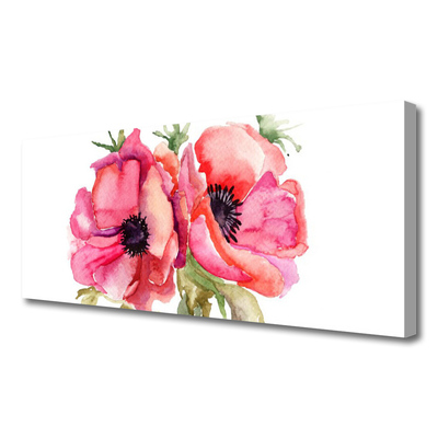 Tablou pe panza canvas Flori acuarelă Floral Roșu Roz Verde
