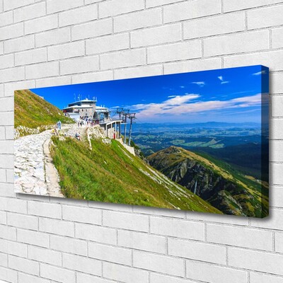 Tablou pe panza canvas Munții Calea Peisaj Albastru Verde Alb