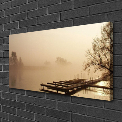 Tablou pe panza canvas Water Bridge Mist Peisaj sepia