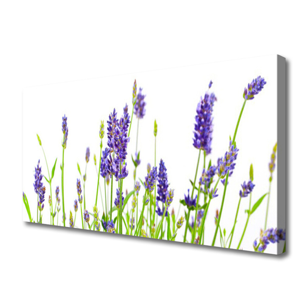 Tablou pe panza canvas Flori Floral Verde Violet Alb