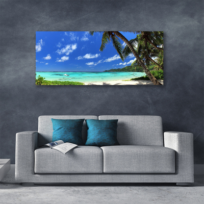 Tablou pe panza canvas Palm Sea peisaj copac Albastru Verde Maro