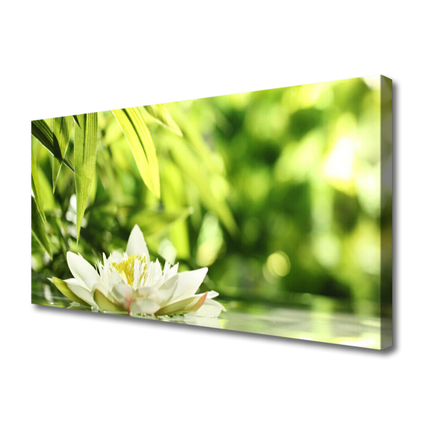 Tablou pe panza canvas Frunze de flori Floral Alb Verde Galben