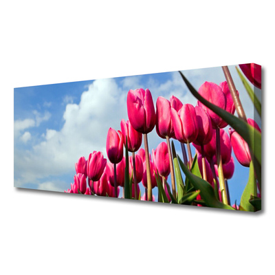 Tablou pe panza canvas Tulip Floral Roz Verde