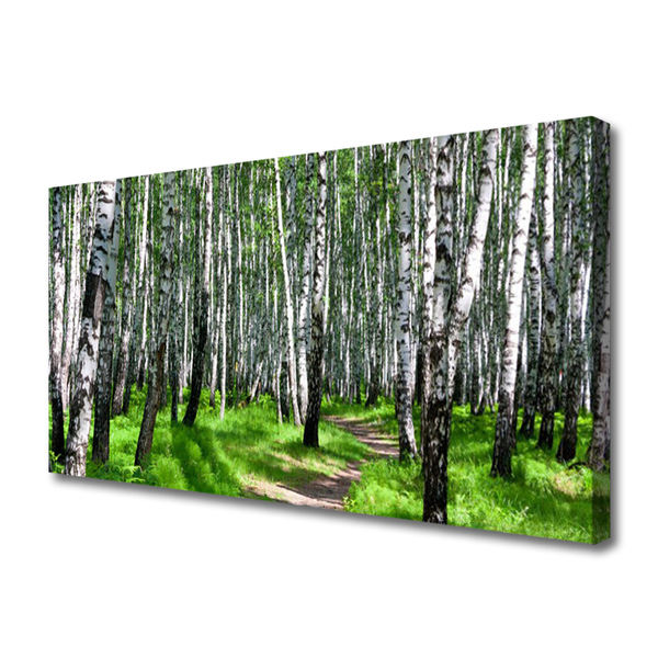 Tablou pe panza canvas Copaci Iarbă Natura Negru Alb Verde