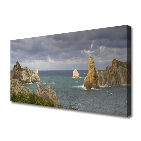 Tablou pe panza canvas Sea Rocks Peisaj Gri Albastru Verde