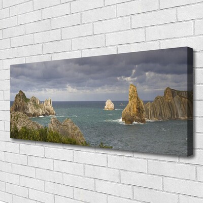 Tablou pe panza canvas Sea Rocks Peisaj Gri Albastru Verde